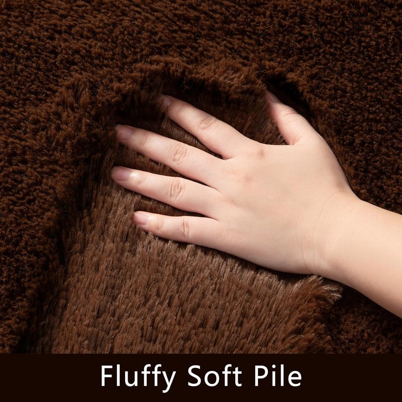 HOMORE Luxury Fluffy Rug, Modern Shag Rugs for Bedroom, Living Room, Super Soft and Comfortable Rug, Cute Rugs for Kids Room, 1.8 x 2.9 m, Chocolate Brown - Image 2