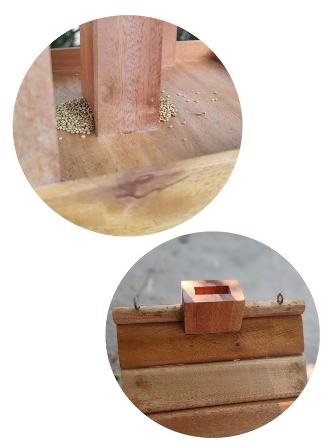 MATHA Industries mahagani Wood Hanging Bird House & Feeder for Gardens. - Image 3