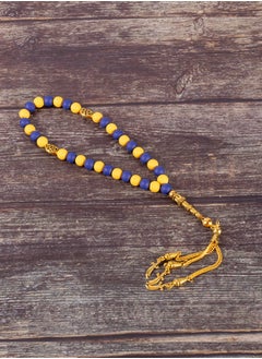 The Black Pearl Accessories Blue & Yellow Alabaster Stone Prayer Bead of 33 Beads  - Image 1