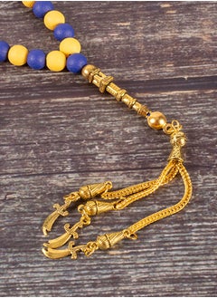The Black Pearl Accessories Blue & Yellow Alabaster Stone Prayer Bead of 33 Beads  - Image 2