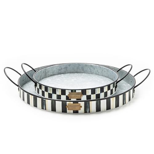 mackenzie childs MACKENZIECHILDS Galvanized Metal Serving Trays with Handles Set of 2 Spectator - Image 1