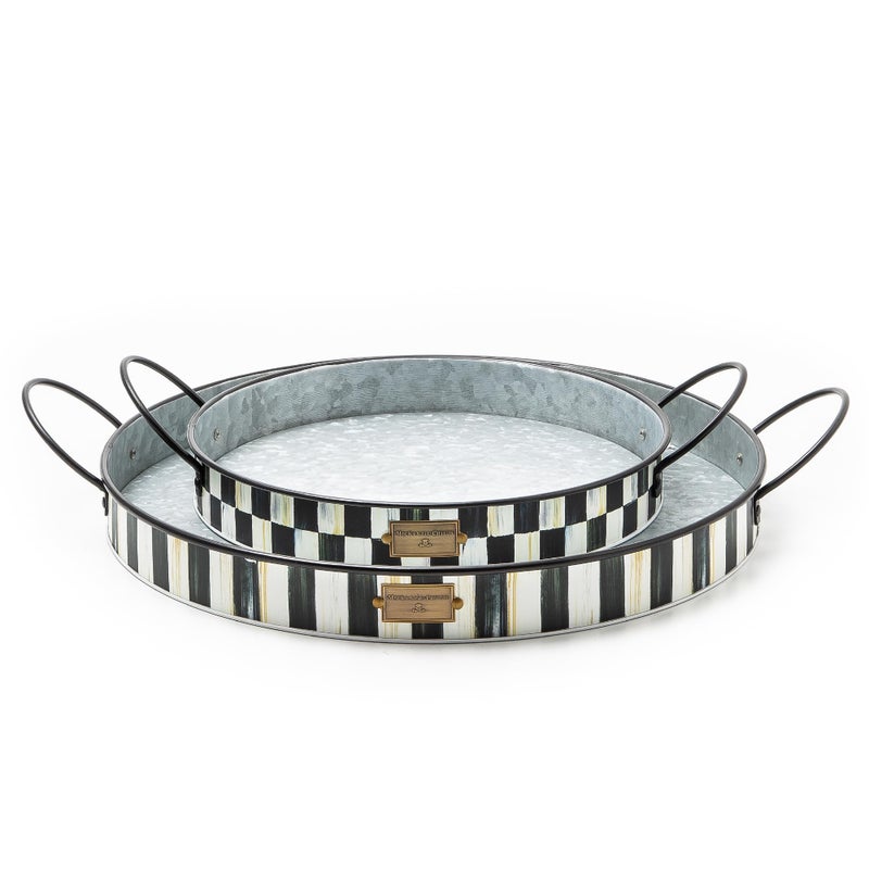 mackenzie childs MACKENZIECHILDS Galvanized Metal Serving Trays with Handles Set of 2 Spectator - Image 2