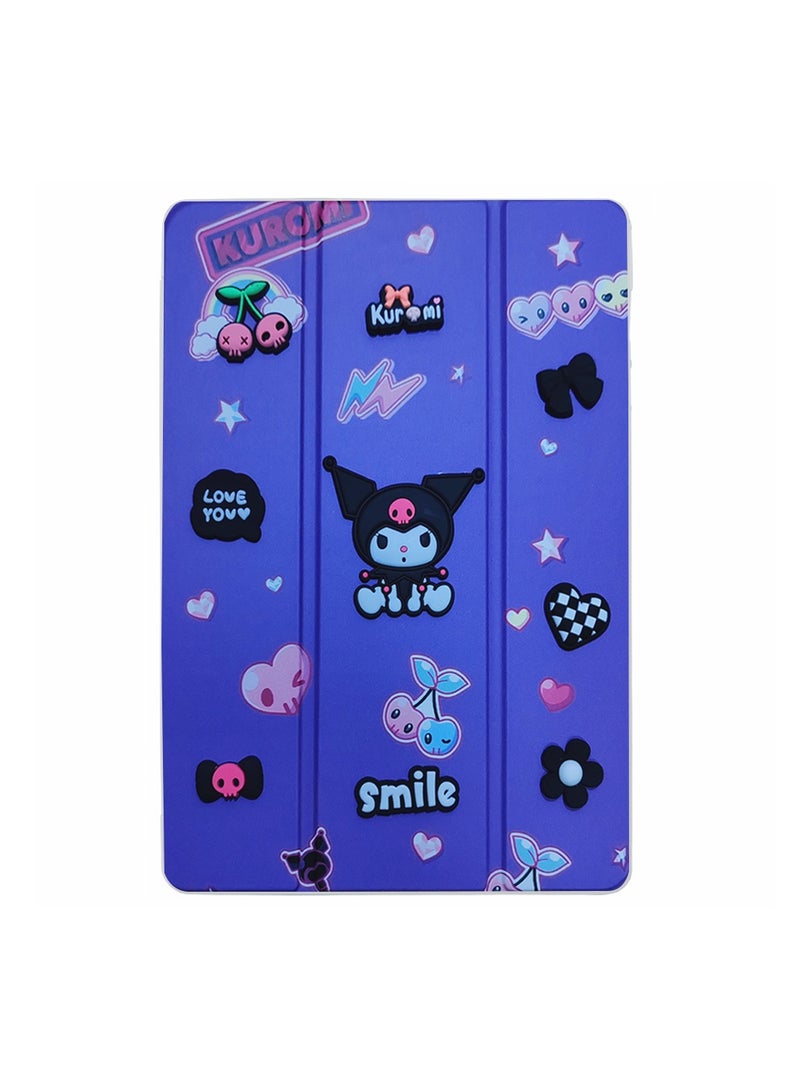 Wtech Samsung Galaxy Tab A11 4G 2025 (8.7 inch) Smart Flip Fashion Cartoon Auto Wake / Sleep with Pen Holder Back Case Cover (TCFPSR) - Eggplant Purple - Image 3