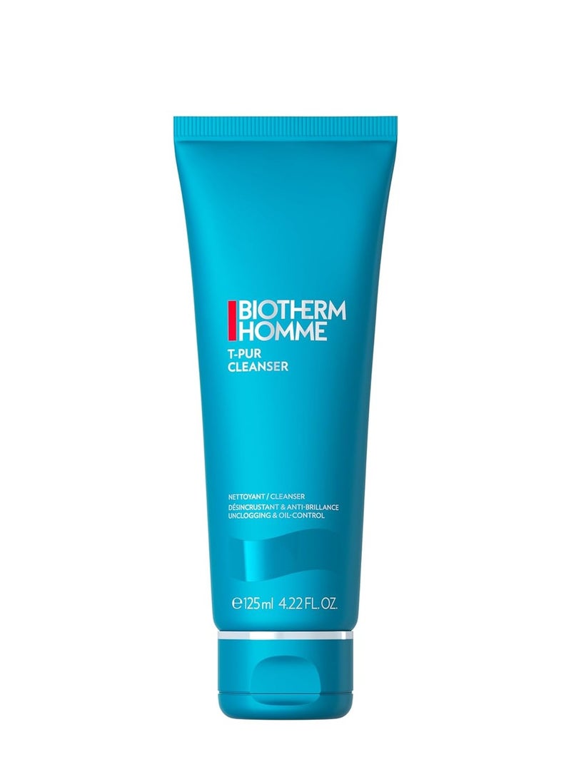 BIOTHERM Biotherm Homme T-Pur Cleanser, a Clay-Like Unclogging And Purifying Facial Cleanser For Men with Normal to Oily Skin, with Sea Minerals, Zinc & mineral pearlite, Anti-Oil & Shine, 4.2 Fl. Oz.  - Image 1
