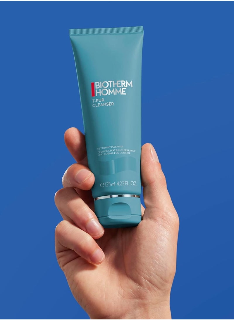 BIOTHERM Biotherm Homme T-Pur Cleanser, a Clay-Like Unclogging And Purifying Facial Cleanser For Men with Normal to Oily Skin, with Sea Minerals, Zinc & mineral pearlite, Anti-Oil & Shine, 4.2 Fl. Oz.  - Image 2