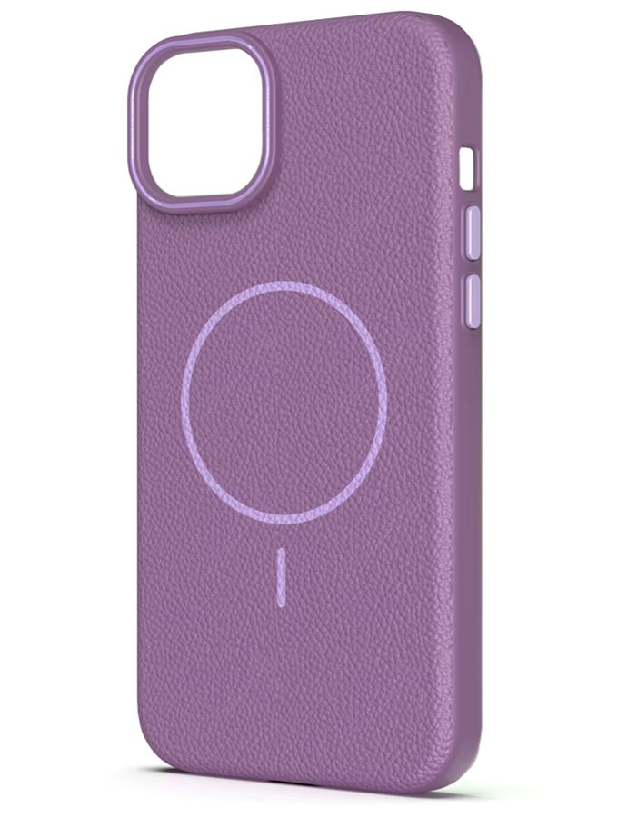 Magsafe Phone Case For iPhone 11 Pro Max With High Quality Rubber Frame And Slim Lychee Pattern Leather Case with Camera Lens Protection Shockproof Cover And support wireless Charging Leather Cover for iPhone 11 Pro Max - Purple - Image 1