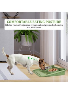 MAJIBAO Dog bowls with Detachable stainless steel bowls, Tilted design, and Anti-slip bottom, Pet feeding bowl for Cats & Dogs, 2-in-1 dog food and water bowl set 46 cm (Green)  - Image 5