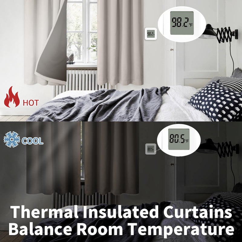 BGment بئسة الستائر القصيرة لخلع التعتيم لغرفة النوم الحرارية معزولة كاملة الغرفة غامق قضيب مقاوم للصوت جيب النافذة الصغيرة الستائر 45 بوصة 2 لوحة كل لوحة 42 بوصة الكشمير - Image 4