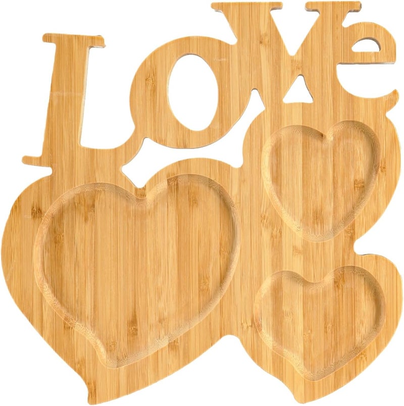 BinaryABC Love Wood Serving Platters Heart Wooden Trays Side Dish Serving TraysMother Day Table Decorations Supplies - Image 1
