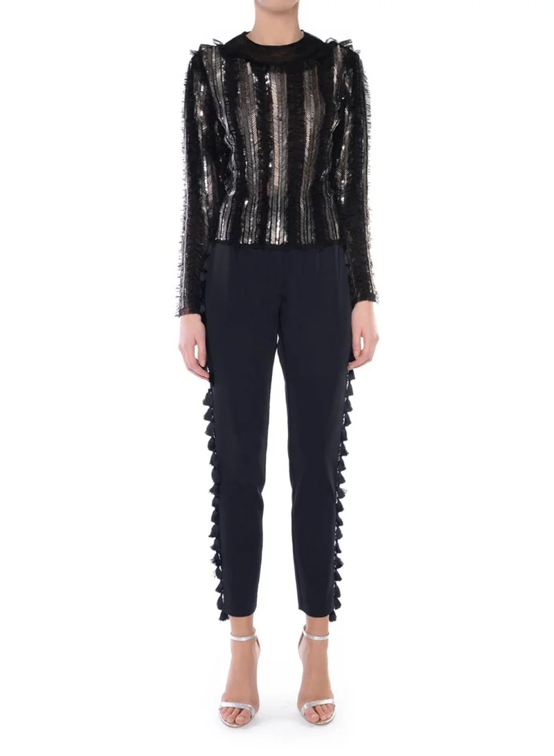 ترو ديكادينس Tori Black Tassel Tailored Trousers