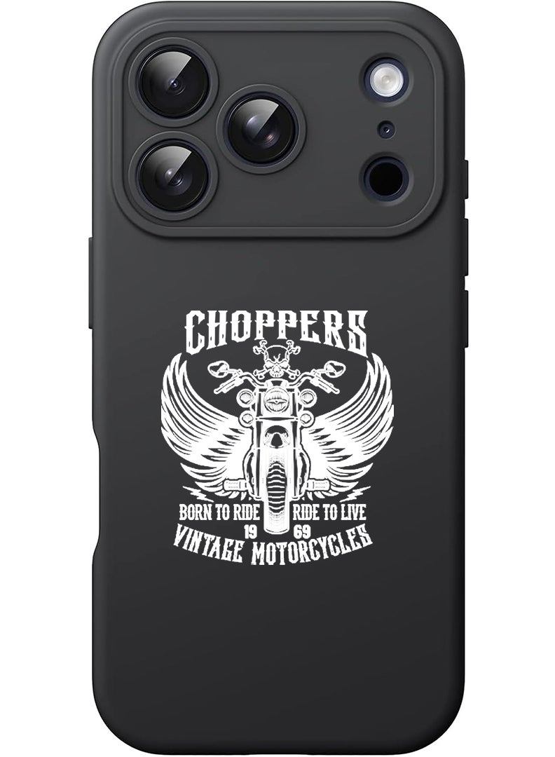 Theodor Protective Slim Fit Case Liquid Silicone Cover with Full Body Protection Anti-Scratch Shockproof Case For Apple iPhone 17 Pro (Black) Choppers - White - Image 1