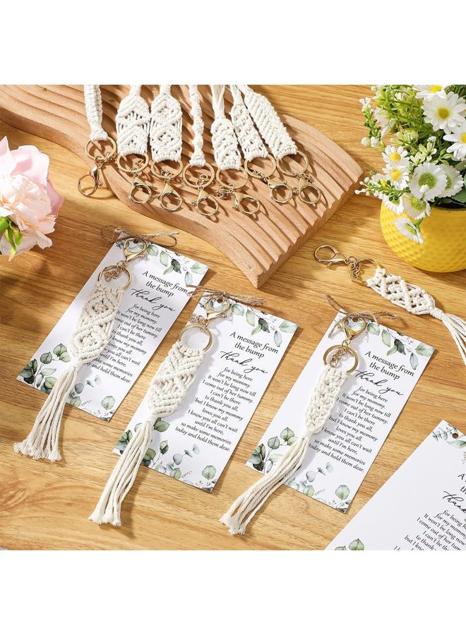 Ecation 48 Sets Baby Shower Favors for Guests Boho Macrame Keychains Bulk Crochet Tassel Key Ring with Cards for Birthday Party Gifts (Boho) - Image 4
