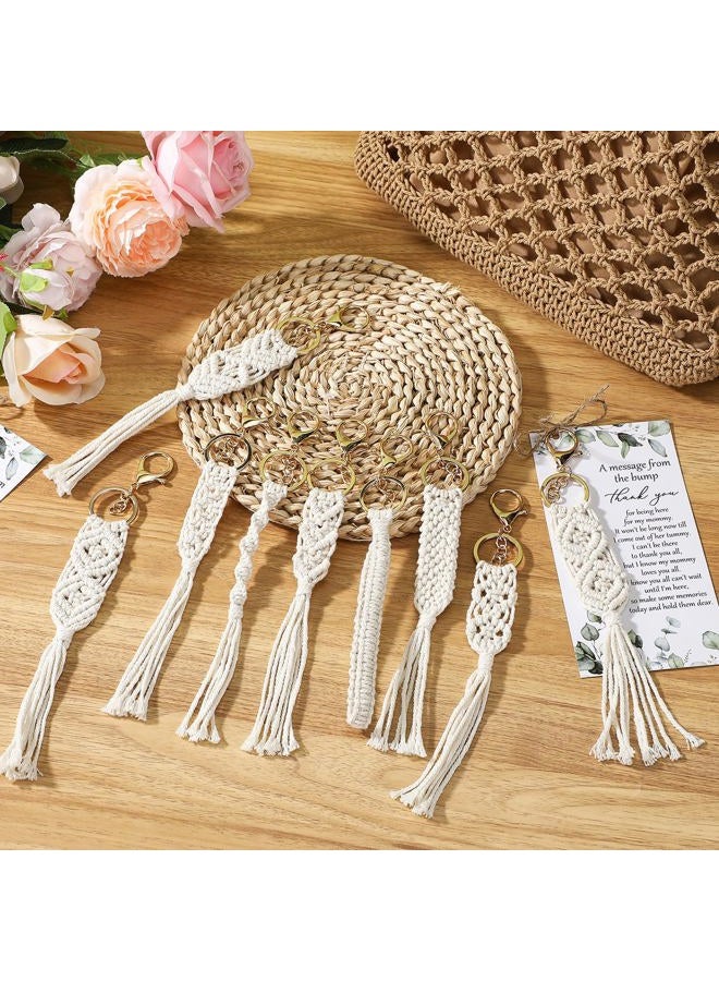 Ecation 48 Sets Baby Shower Favors for Guests Boho Macrame Keychains Bulk Crochet Tassel Key Ring with Cards for Birthday Party Gifts (Boho) - Image 5