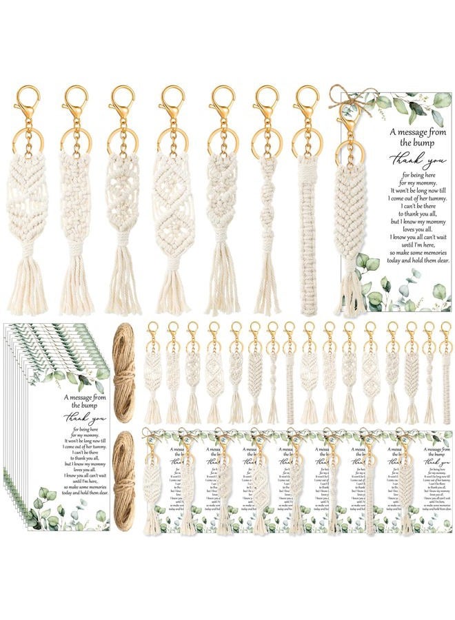 Ecation 48 Sets Baby Shower Favors for Guests Boho Macrame Keychains Bulk Crochet Tassel Key Ring with Cards for Birthday Party Gifts (Boho) - Image 1