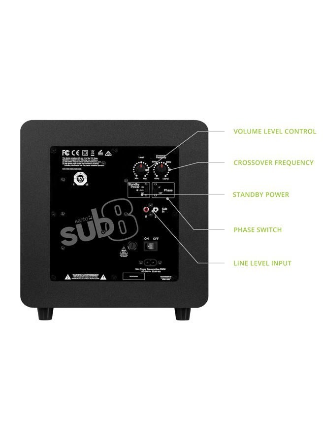 Kanto SUB8 8-inch Sealed Powered Subwoofer (Matte Black) - Image 4