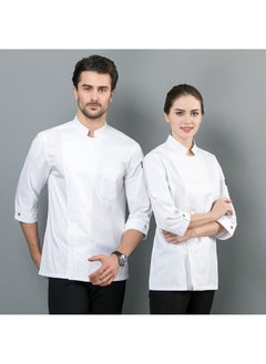 NIBEMINENT Chef Jacket Men Women Cook Coat Restaurant Uniform  Stand Up Collar Food Services Kitchen Clothes Waiter Wear  - Image 1