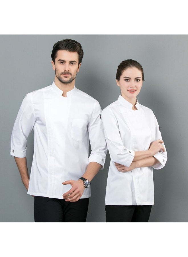 NIBEMINENT Chef Jacket Men Women Cook Coat Restaurant Uniform  Stand Up Collar Food Services Kitchen Clothes Waiter Wear  - Image 1