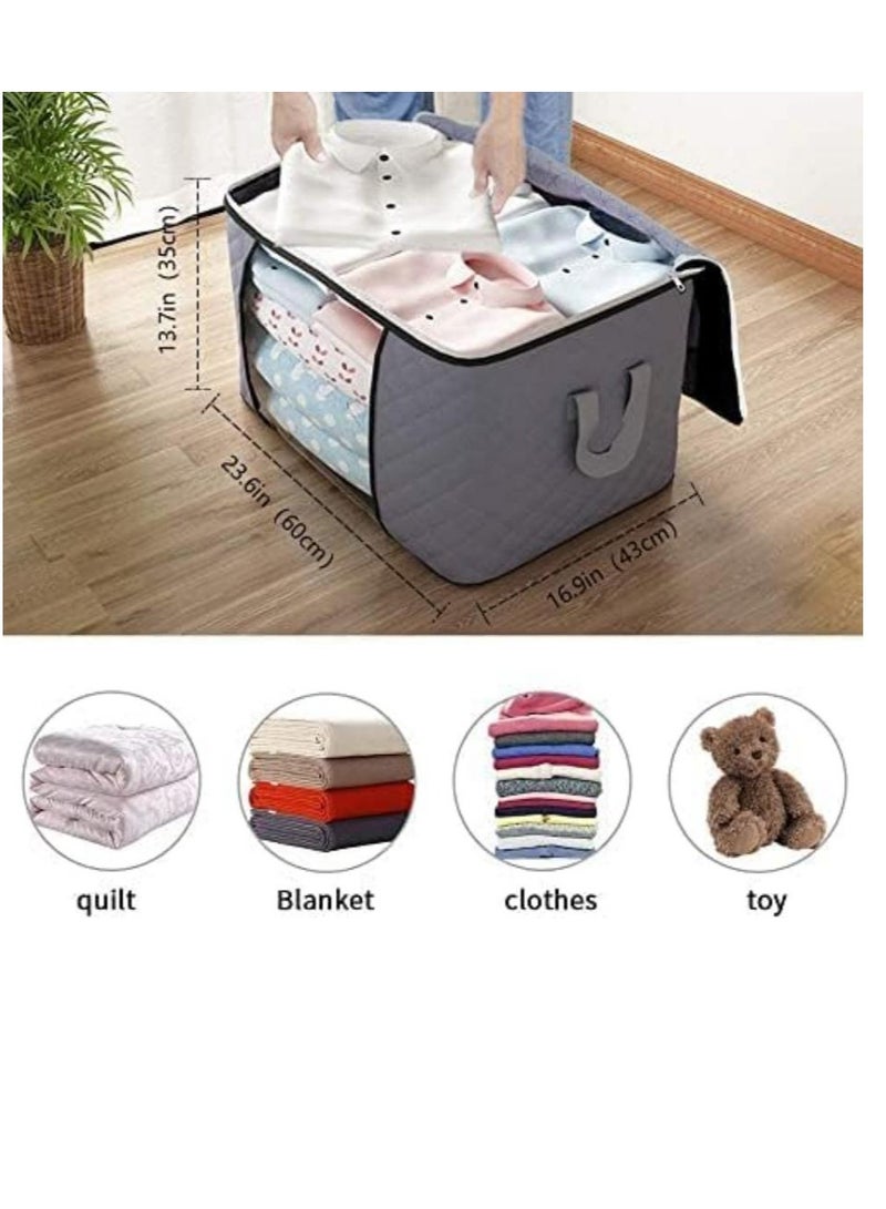 DUNISO 5 Pack Large Storage Bags, 90L Clothes Storage Bins Foldable Closet Organizers Storage Containers with Durable Handles Thick Fabric - Image 2
