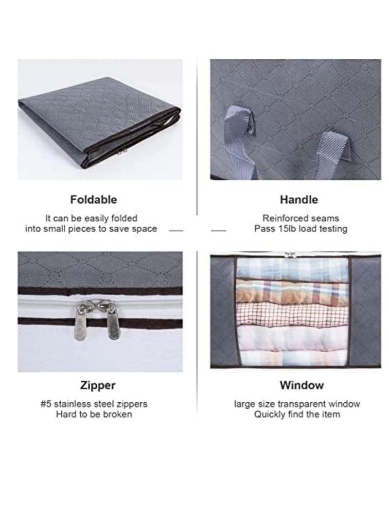 DUNISO 5 Pack Large Storage Bags, 90L Clothes Storage Bins Foldable Closet Organizers Storage Containers with Durable Handles Thick Fabric - Image 4