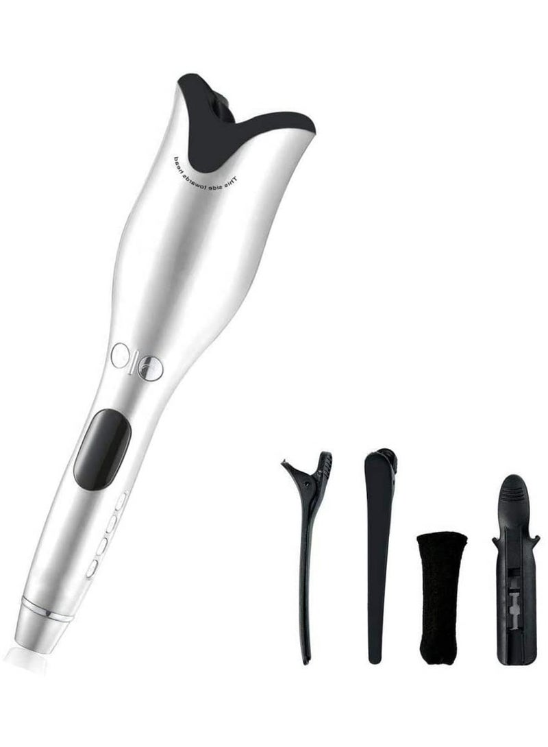 New Automatic Hair Curler Roller Air Spin N Curl 1 Inch Ceramic Rotating Magic Hair Curling Iron for All Hair Types LCD Digital Display,White - Image 4