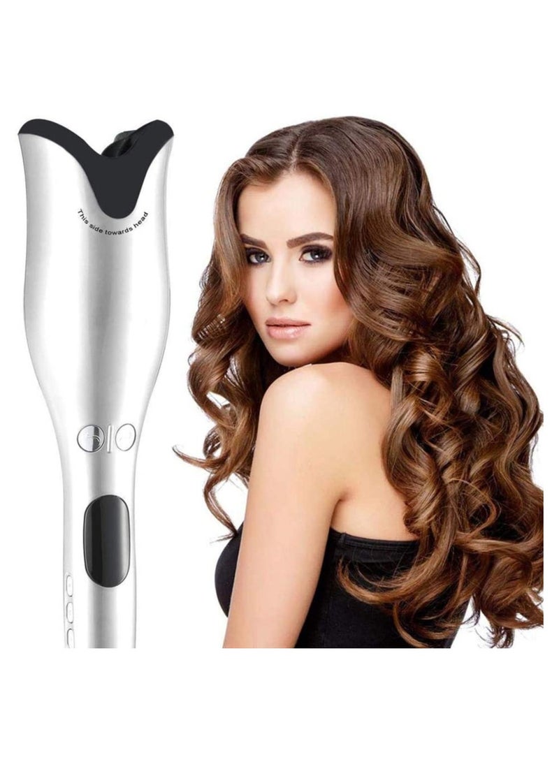 New Automatic Hair Curler Roller Air Spin N Curl 1 Inch Ceramic Rotating Magic Hair Curling Iron for All Hair Types LCD Digital Display,White - Image 1