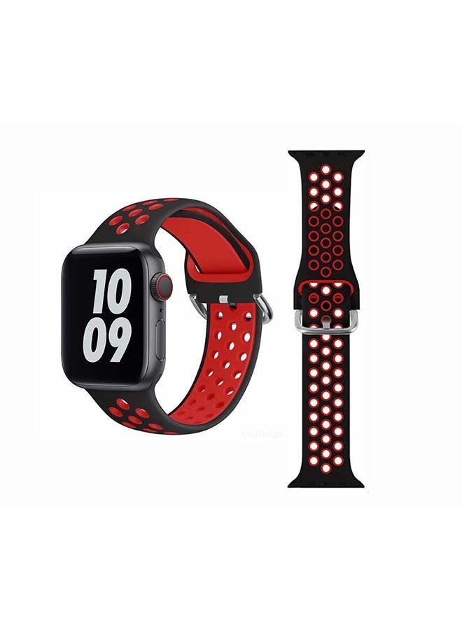 vesus Replacement Band For Apple Watch Series 6/SE/5/4/3/2/1 Black/Red