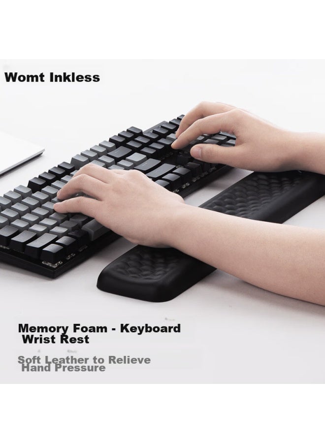 Womt Wumei Keyboard Wrist Rest, Leather Memory Foam Wrist Pad, Laptop Wrist Support, Office Gaming Home Writing Mouse Pad For Men And Women, Desktop Wrist Guard - Image 1