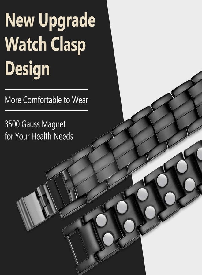 Feraco Magnetic Bracelet for Men Titanium Steel Magnetic Bracelet for Men with Double Row Magnets Adjustable (Black) - Image 5