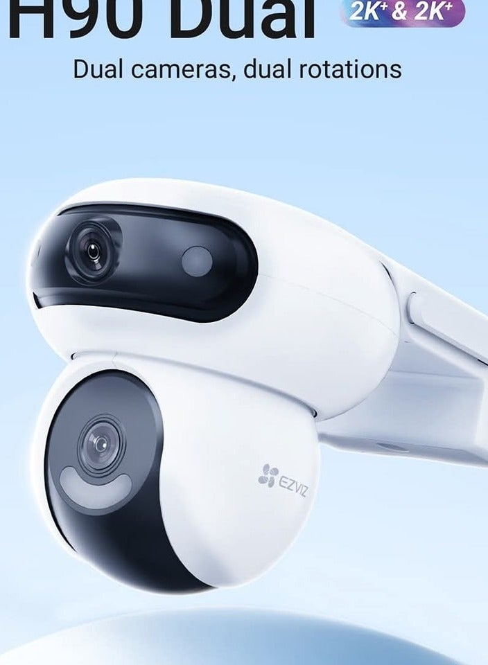 EZVIZ H90 Dual 2K+ Dual-Lens Pan & Tilt Wi-Fi Camera with 360° Coverage, 2K+ Resolution (2880×1620), AI Human & Vehicle Detection, Auto Smart Tracking, 30m IR Night Vision, Two-Way Audio, Cloud & MicroSD Storage (Up to 512GB), IP65 Weatherproof, H.265 Compression, Smart Integration with Google Assistant & Amazon Alexa | CS-H90-R100-8H44WKFL - Image 4