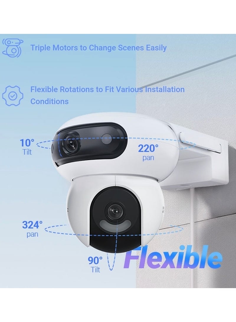 EZVIZ H90 Dual 2K+ Dual-Lens Pan & Tilt Wi-Fi Camera with 360° Coverage, 2K+ Resolution (2880×1620), AI Human & Vehicle Detection, Auto Smart Tracking, 30m IR Night Vision, Two-Way Audio, Cloud & MicroSD Storage (Up to 512GB), IP65 Weatherproof, H.265 Compression, Smart Integration with Google Assistant & Amazon Alexa | CS-H90-R100-8H44WKFL - Image 3