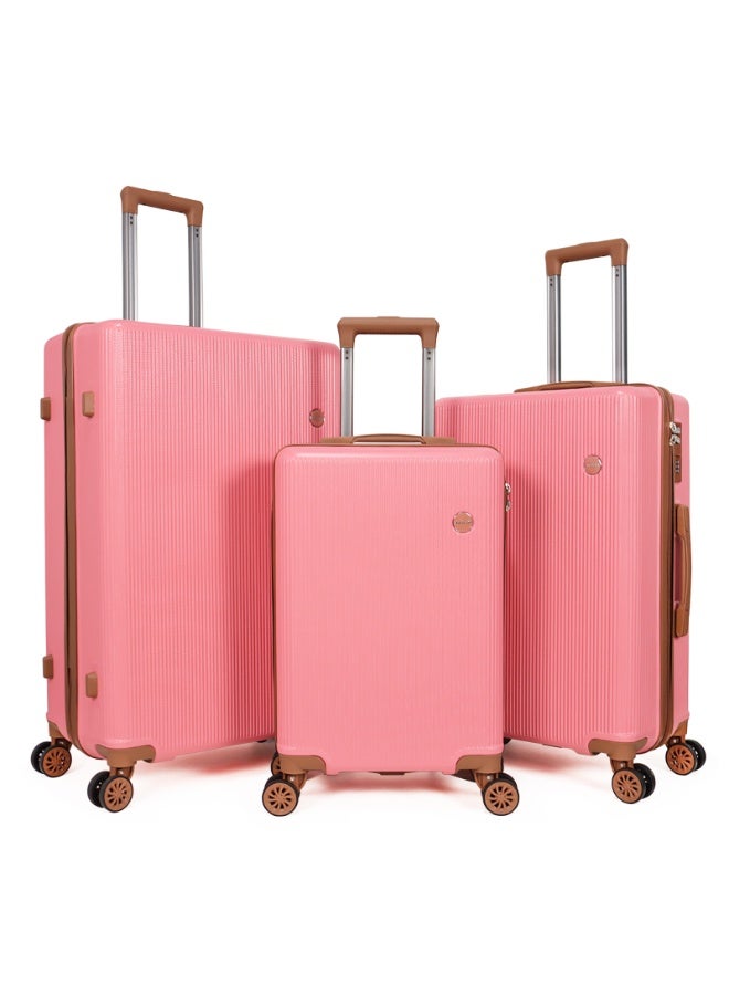 أكلسفيون حقيبة الأمتعة الأمتعة مجموعة 3 قطع حقيبة سفر ترولي للجنسين مع ألوان زاهية النمط الحضري 20/24/28 بوصة الوردي - Image 1
