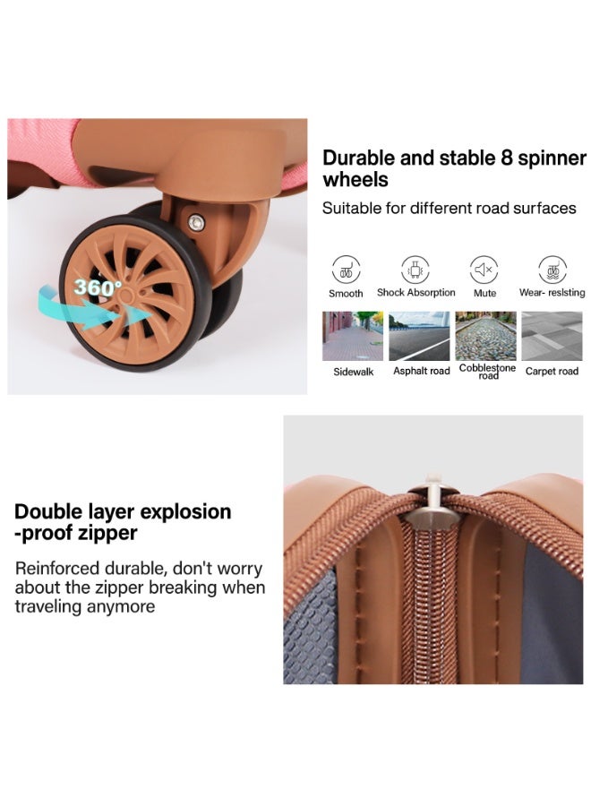 أكلسفيون حقيبة الأمتعة الأمتعة مجموعة 3 قطع حقيبة سفر ترولي للجنسين مع ألوان زاهية النمط الحضري 20/24/28 بوصة الوردي - Image 4