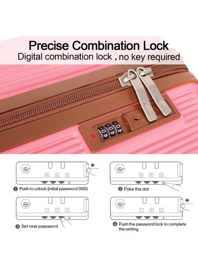 أكلسفيون حقيبة الأمتعة الأمتعة مجموعة 3 قطع حقيبة سفر ترولي للجنسين مع ألوان زاهية النمط الحضري 20/24/28 بوصة الوردي - Image 5