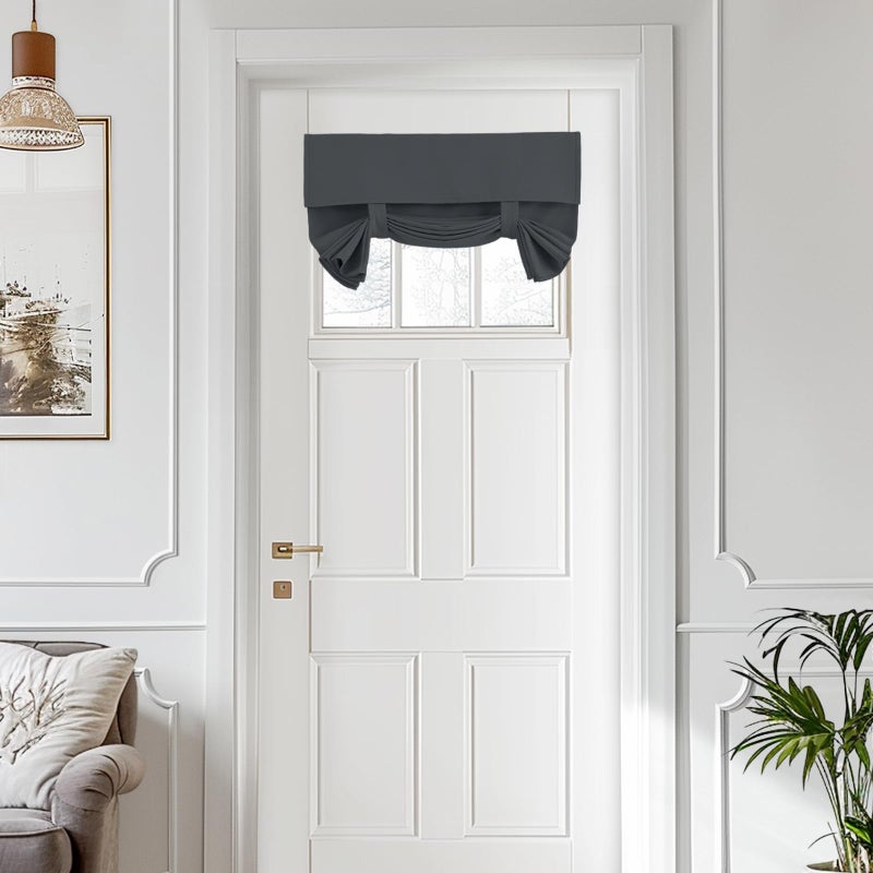 Vatge Grey Door Curtains - Privacy Thermal Insulated Front Small French Curtain for Glass Door Window Decoration Short Curtains for Festive Decoration, 1 Panel, W26 x L20, Grey - Image 1