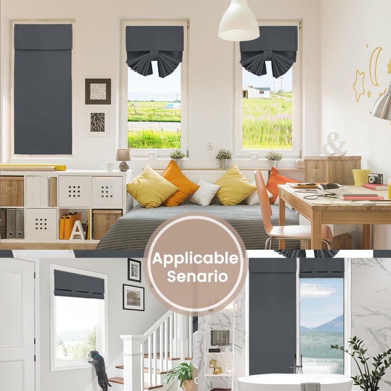 Vatge Grey Door Curtains - Privacy Thermal Insulated Front Small French Curtain for Glass Door Window Decoration Short Curtains for Festive Decoration, 1 Panel, W26 x L20, Grey - Image 5