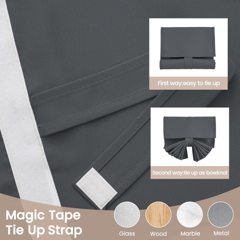 Vatge Grey Door Curtains - Privacy Thermal Insulated Front Small French Curtain for Glass Door Window Decoration Short Curtains for Festive Decoration, 1 Panel, W26 x L20, Grey - Image 4