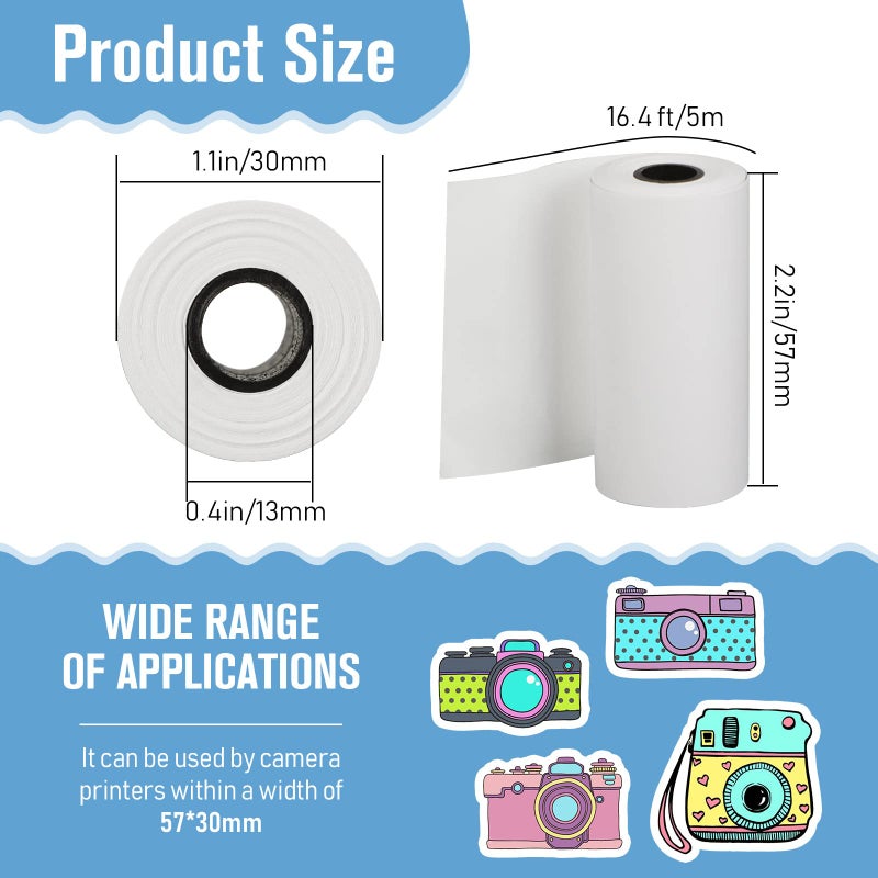 Epakh 12 Rolls Camera Thermal Paper Instant Camera Refill Paper Photo Printer Rolls, 2.2 x 1.1 Inch(White) - Image 2