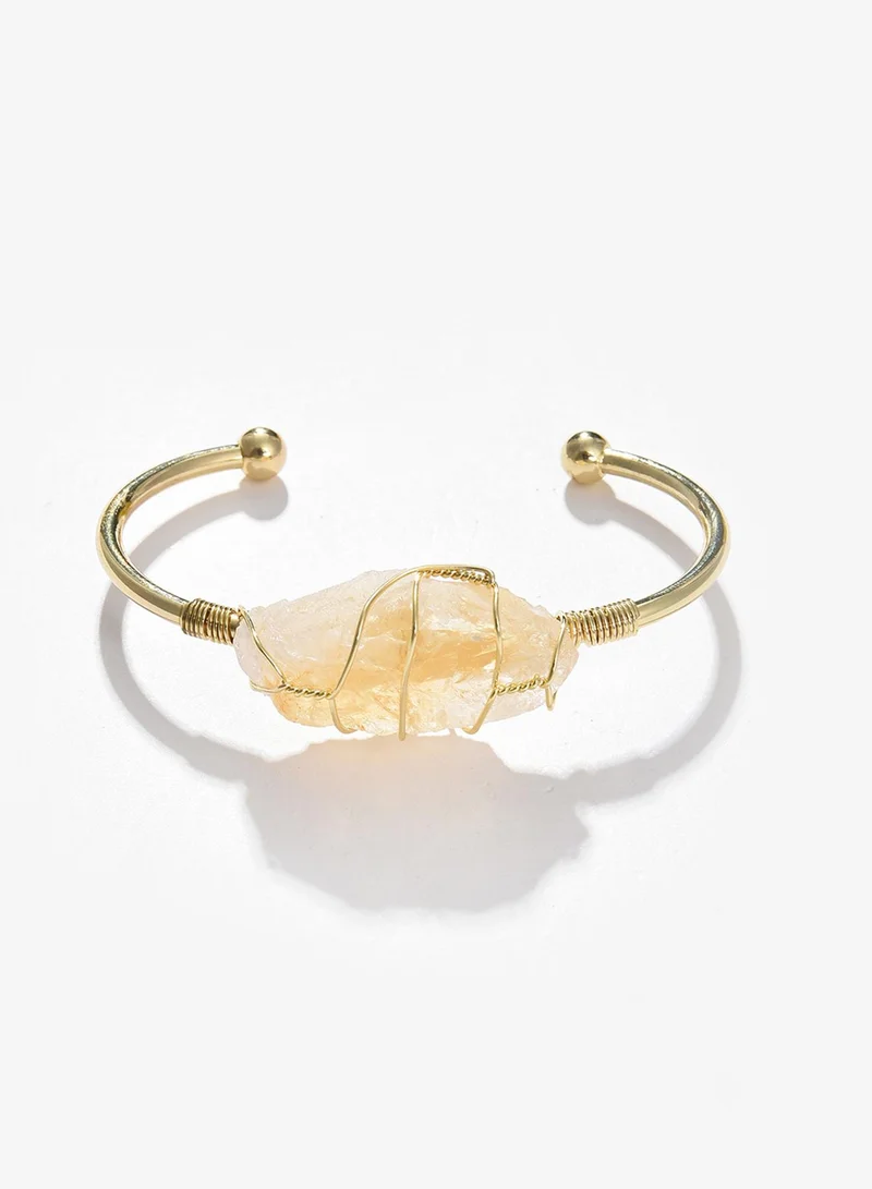 SOHI White Uncut Cuff Artificial Bracelet Jewellery