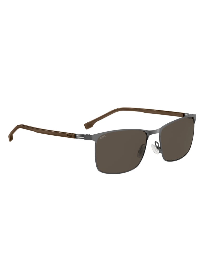 HUGO BOSS Men's UV Protection Rectangular Shape Stainless Steel Sunglasses BOSS 1635/S BROWN 42 - Lens Size: 41.8 Mm - Mt Dk Rut  - Image 2