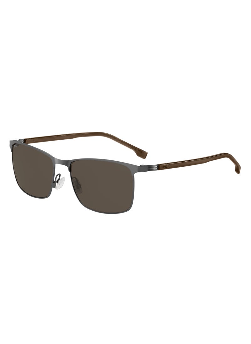 HUGO BOSS Men's UV Protection Rectangular Shape Stainless Steel Sunglasses BOSS 1635/S BROWN 42 - Lens Size: 41.8 Mm - Mt Dk Rut  - Image 1