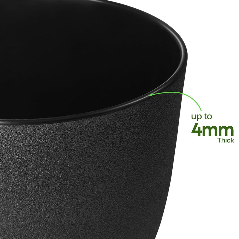 Ferlypote Plant Pots 8 Inch Set of 2, Flower Pots with Multi Mesh Drainage Holes, Planters for Indoor Outdoor Garden Plants and Flowers (Black) - Image 4
