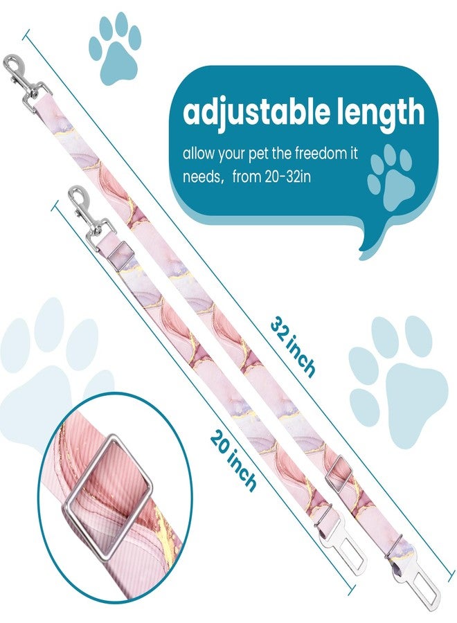 HCYPCV Adjustable pet cat and Dog car seat Belt，The Lanyard is Flexible and Adjustable from 20 to 33 inches (Pink Marble) - Image 2