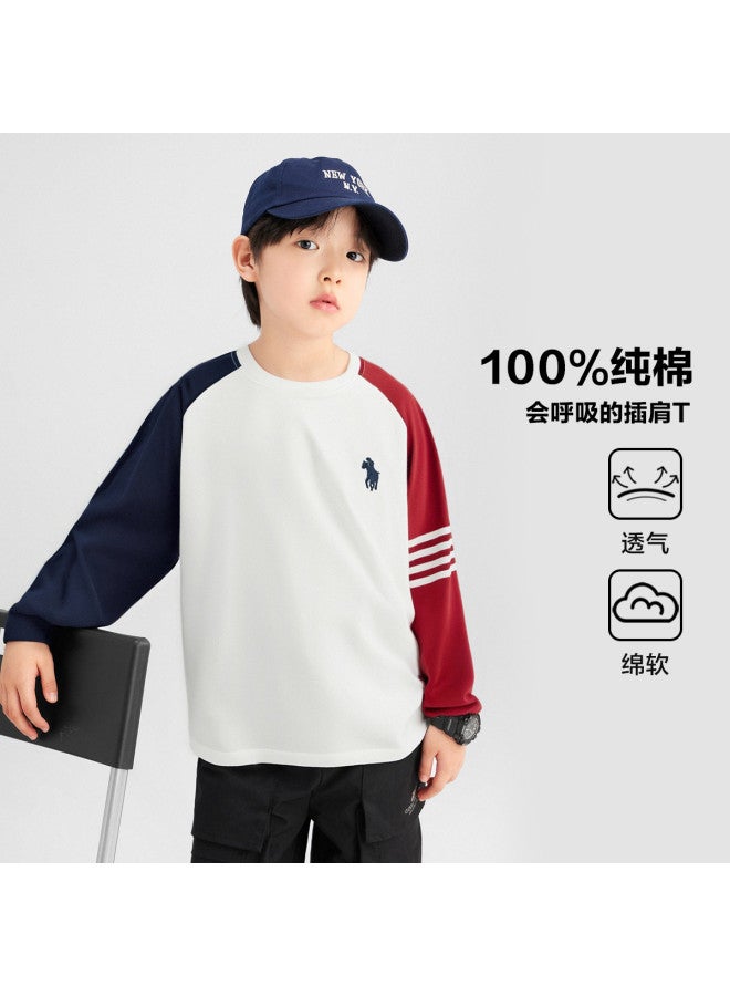 Zuoxi Boys' Long Sleeve Cotton T-shirt | Spring/autumn Base Layer | Kids' Hoodie | Stylish Loose Top | Big Boys' Clothing - Image 2