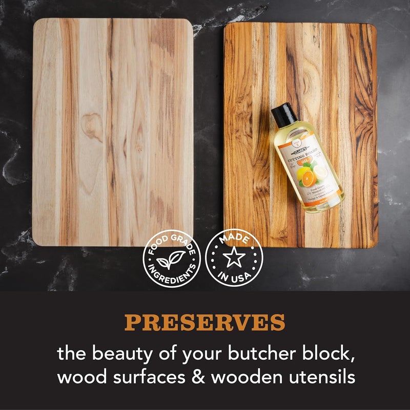 clarks Cutting Board Oil - Food Grade Mineral Oil for Cutting Board - Enriched with Lemon and Orange Oils - Butcher Block Oil and Conditioner - Mineral Oil - Restores and Protects All Wood - 12oz - Image 3