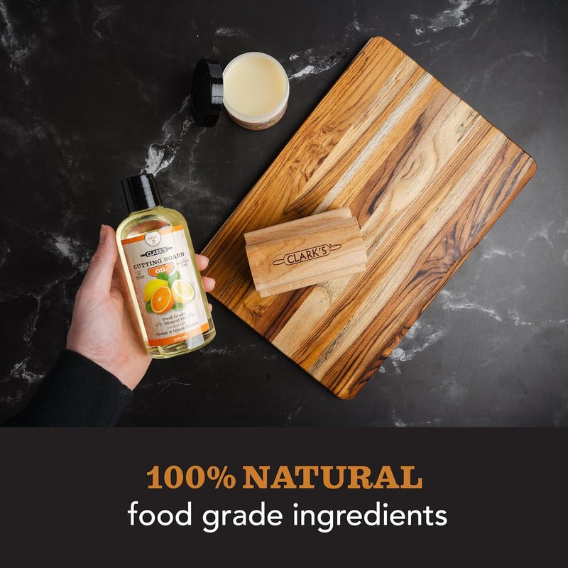 clarks Cutting Board Oil - Food Grade Mineral Oil for Cutting Board - Enriched with Lemon and Orange Oils - Butcher Block Oil and Conditioner - Mineral Oil - Restores and Protects All Wood - 12oz - Image 4