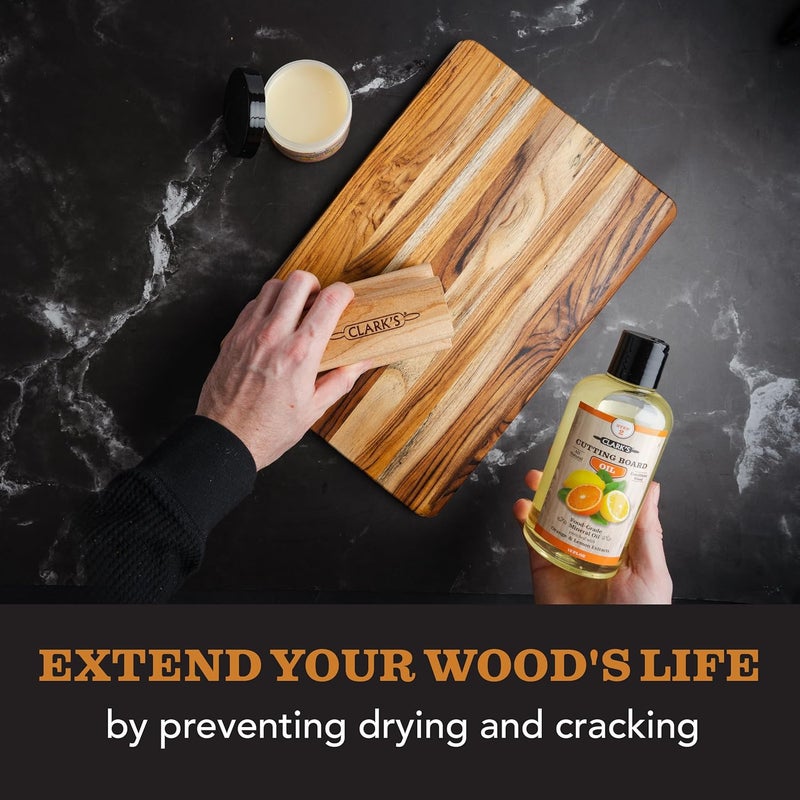 clarks Cutting Board Oil - Food Grade Mineral Oil for Cutting Board - Enriched with Lemon and Orange Oils - Butcher Block Oil and Conditioner - Mineral Oil - Restores and Protects All Wood - 12oz - Image 5