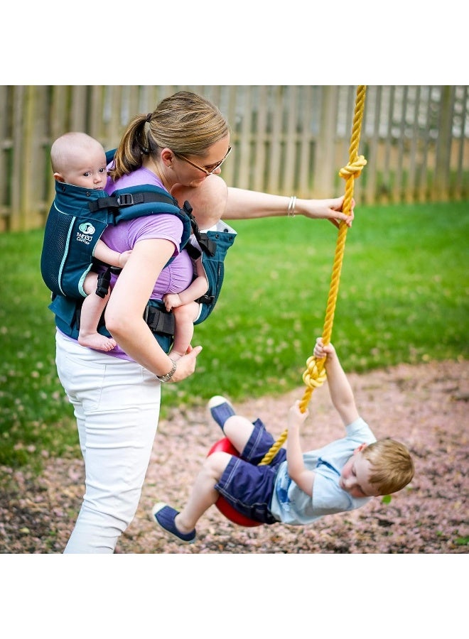 TwinGo حاملة توين جو - نموذج الهواء - لون تيل العصري - رائعة لجميع الفصول - شبكة قابلة للتنفس - قابلة للتعديل بالكامل لحمل توأمين أو طفلين منفصلين للرجال والنساء والتوائم والأطفال من 10-45 رطل - Image 5