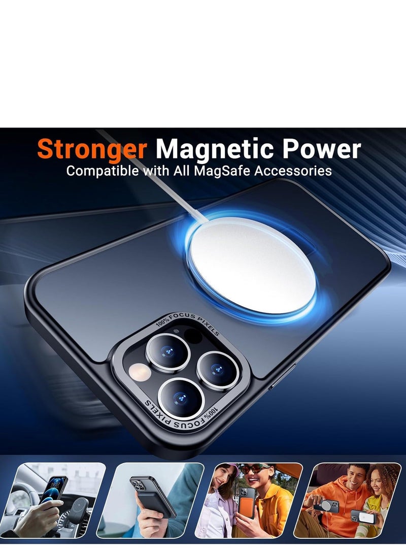 TEAM LUXURY iPhone 13 Pro Magnetic Case with Invisible Stand, Compatible with MagSafe Shockproof Protection Cover, Translucent Matte Slim Phone Case with Magnet for Apple 13 Pro (2021)(Black)  - Image 3