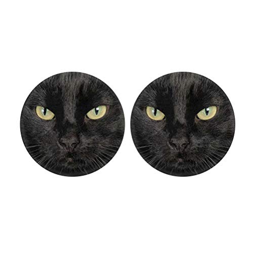 AFPANQZ Black Cat Eyes Car Coasters for Cup Holders Absorbent 2 Pack, Car Cup Holder Coaster Auto Accessories for Women Cup Coaster to Keep Cupholder Clean Non Slip Rubber Black - Image 2