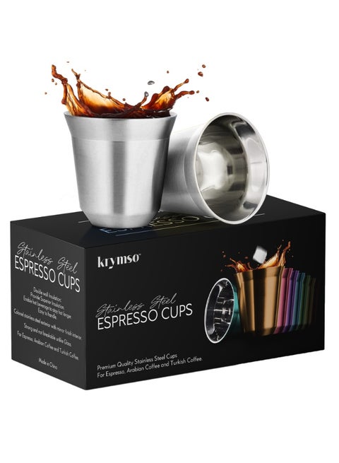 80ml Espresso Cups, Double Wall Vacuum Insulted Stainless Steel Coffee Cup Set for Espresso, Turkish Coffee, Arabian Coffee and Tea, 2 Pack